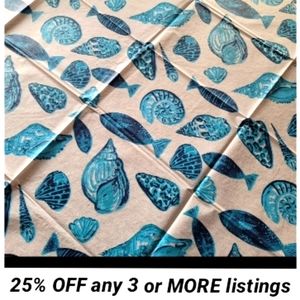 Oval Fish & Seashells Tablecloth Nautical Oceanic Sea Shell Decor  Tablescape